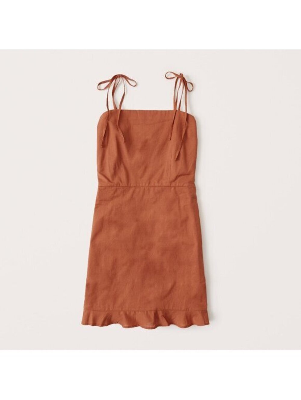 Abercrombie & Fitch Terracotta Rust Orange Tie Shoulder Smocked Mini Dress Small